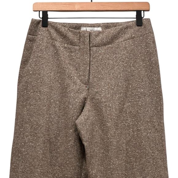 St John Collection Wool Blend Pants Womens Sz 6 Brown Tweed Silk Lined - Picture 2 of 11